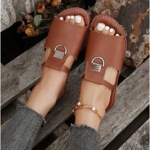 Women’s brown slide sandals